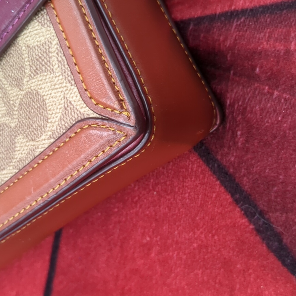 Coach Hutton Shoulder Bag Color Block Canvas & Leather - Picture 9 of 15